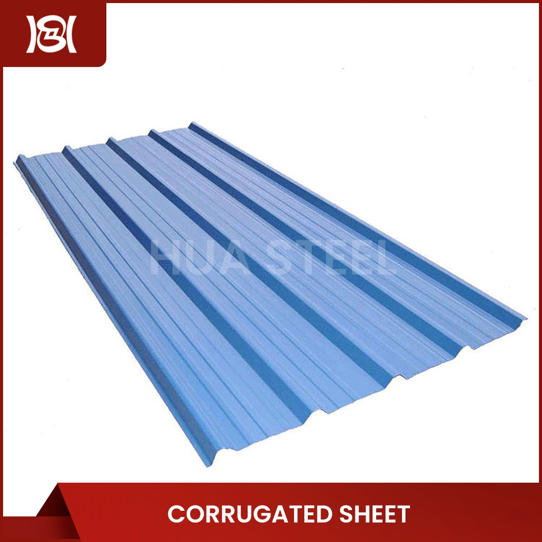 Hua Steel China Sample Available 95 mm Corrugation Width 0.5 Thick PVC Plastisol Coated CE En 14782 Standard Hot-Dipped Galvanized Corrugated Sheets