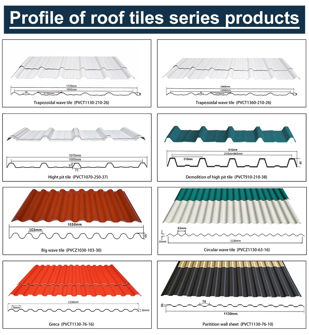 Building Material Lightweight Plastic Panel Heat Insulation Trapezoidal UPVC Tile Corrugated PVC Roofing/Roof Sheet